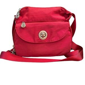Baggallini Calais Crossbody Bag, Ruby Red, silver tone hardware, nylon